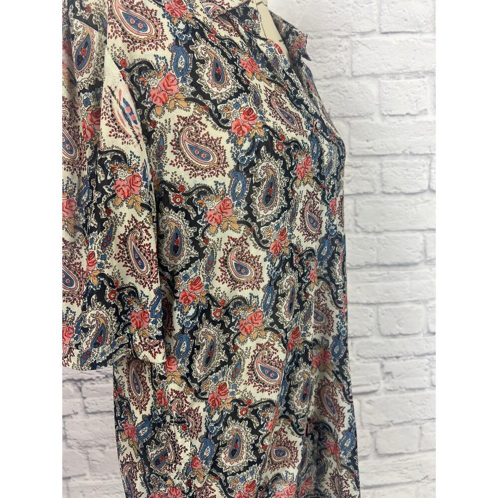 Amang NY Sheer Vibrant Paisley Print Boho Flowy Blouse - Picture 3 of 8